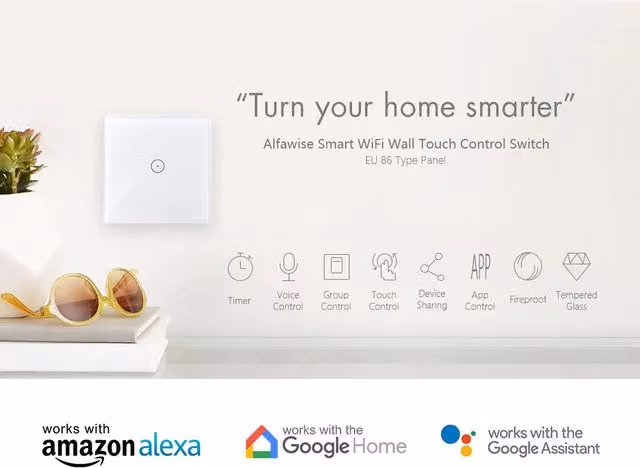 EnerJ Smart 3 Gang White Glass Touch Switch with Timer, WiFi, App and Voice Control