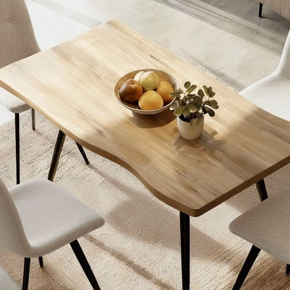 Home Source Avara Contemporary Dining Set with 120cm Rectangular Table and 4 Upholstered Chairs in White – 2