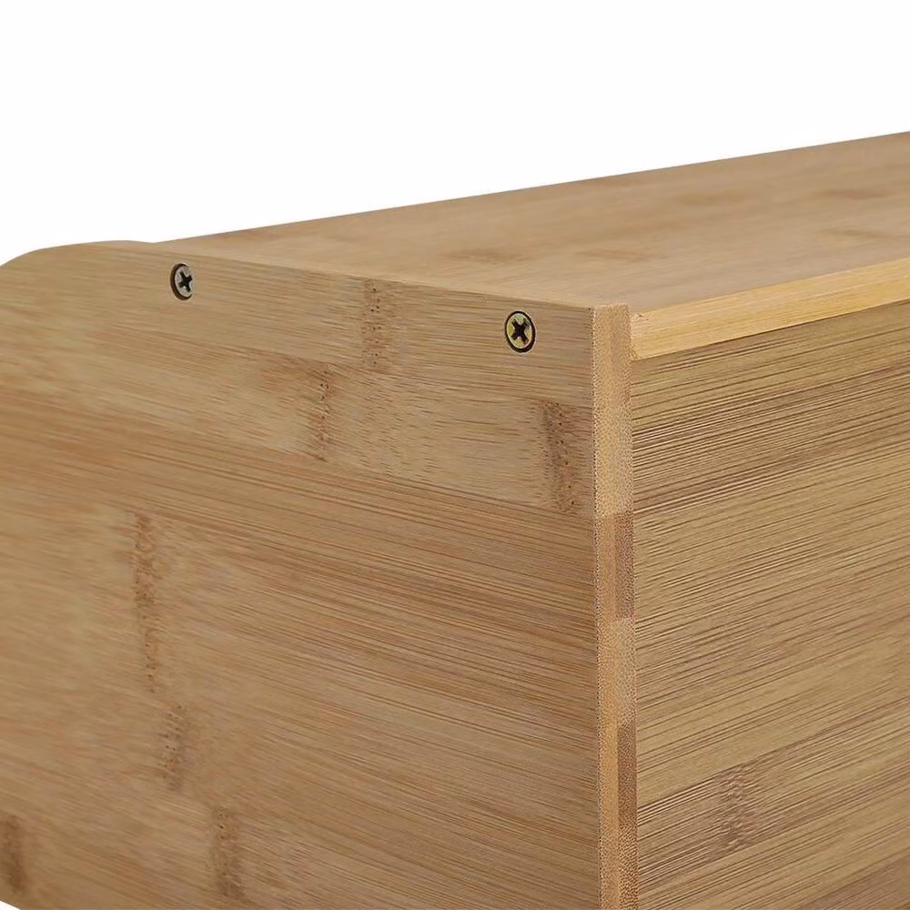 SPETLEK Bamboo Wooden Bread Bin with Lift Up Lid in Natural Brown – 3