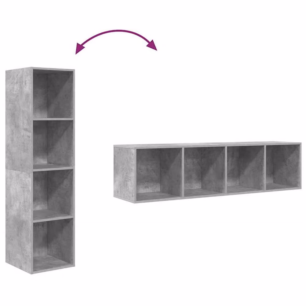 Berkfield Home Wall-mounted TV Cabinet in Concrete Grey, W/D/H: 37 x 37 x 142.5 cm – 6