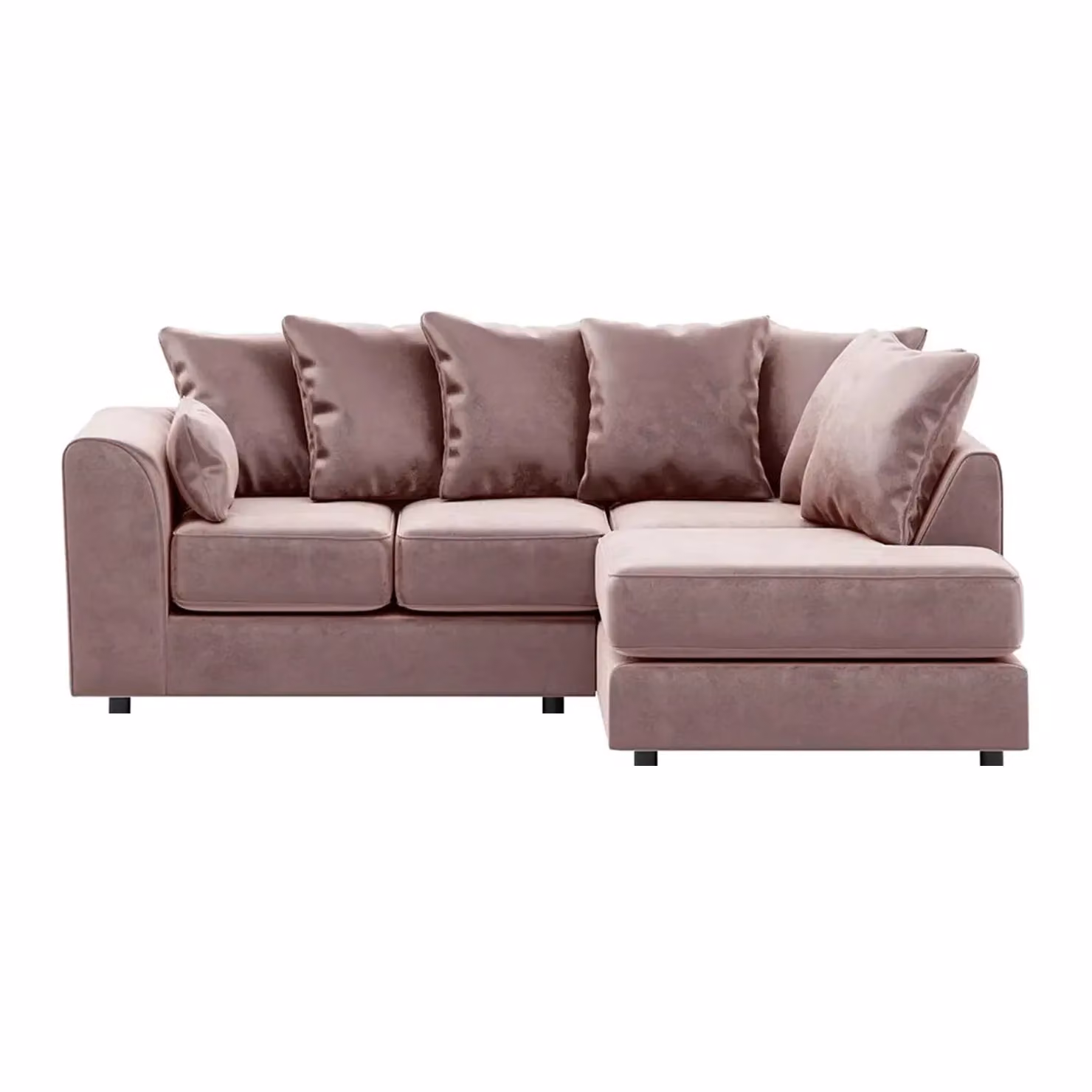 Furnishings For Less UK Brooklyn Pink Plush Velvet 3 to 4 Seater L Shaped Corner Sofa, Right Hand Facing – 2