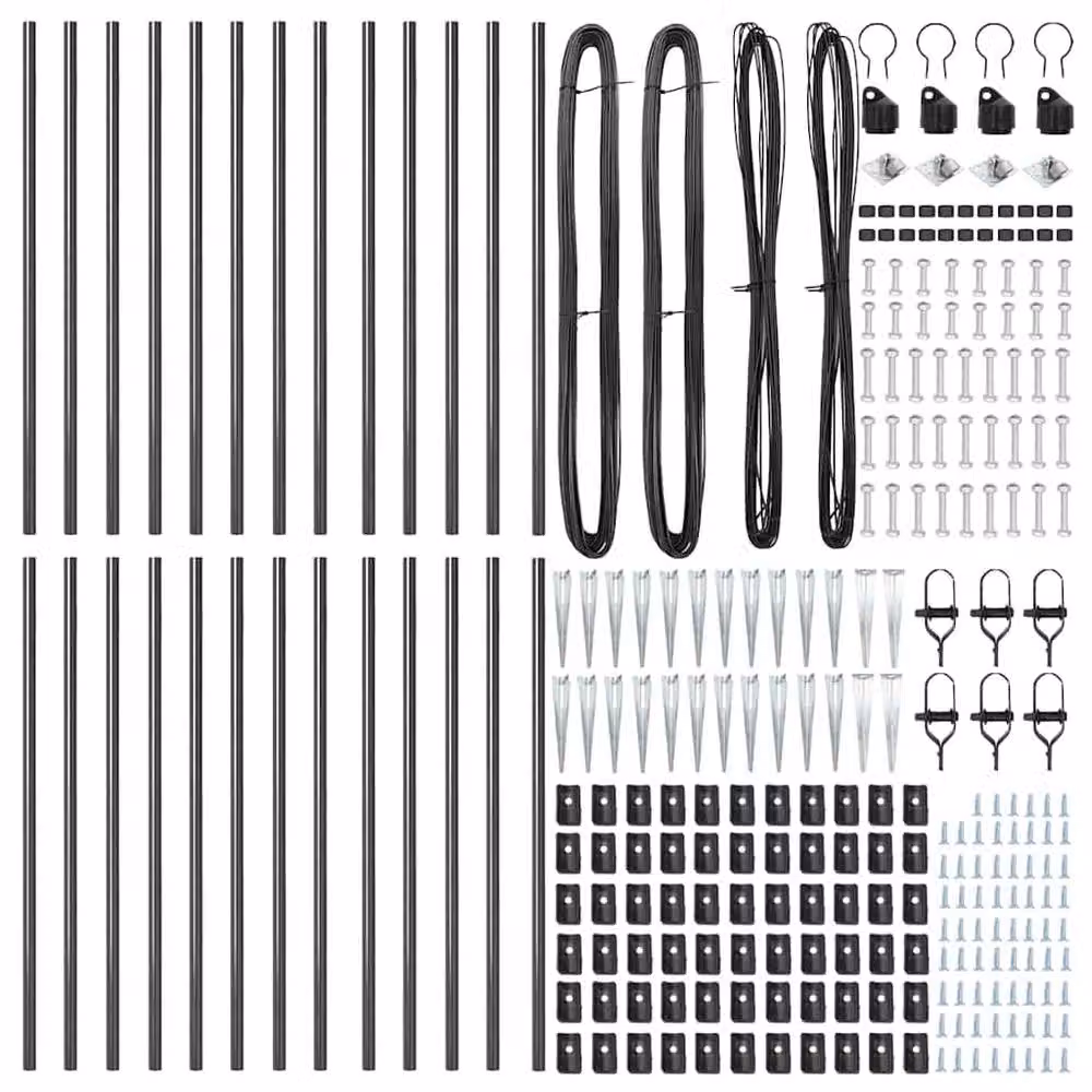 Berkfield Home 26 Piece Set of Round Galvanised Steel Fence Posts with Spike in Grey, Height: 120 cm, Diameter: 32 mm – 4