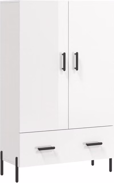 Berkfield Home High Gloss White Modern Highboard W/D/H: 69.5 x 31 x 115 cm