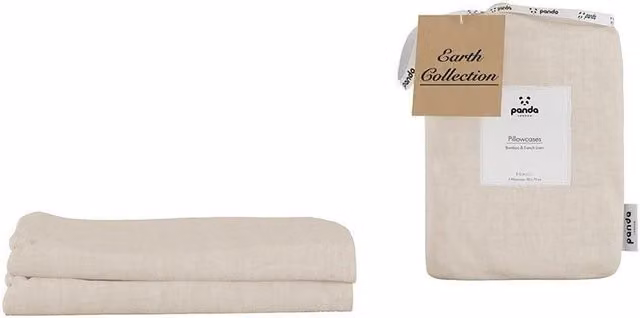 Panda London Bamboo and French Linen Pillowcases, 2-Pack, Beige, W/H: 75 x 50 cm