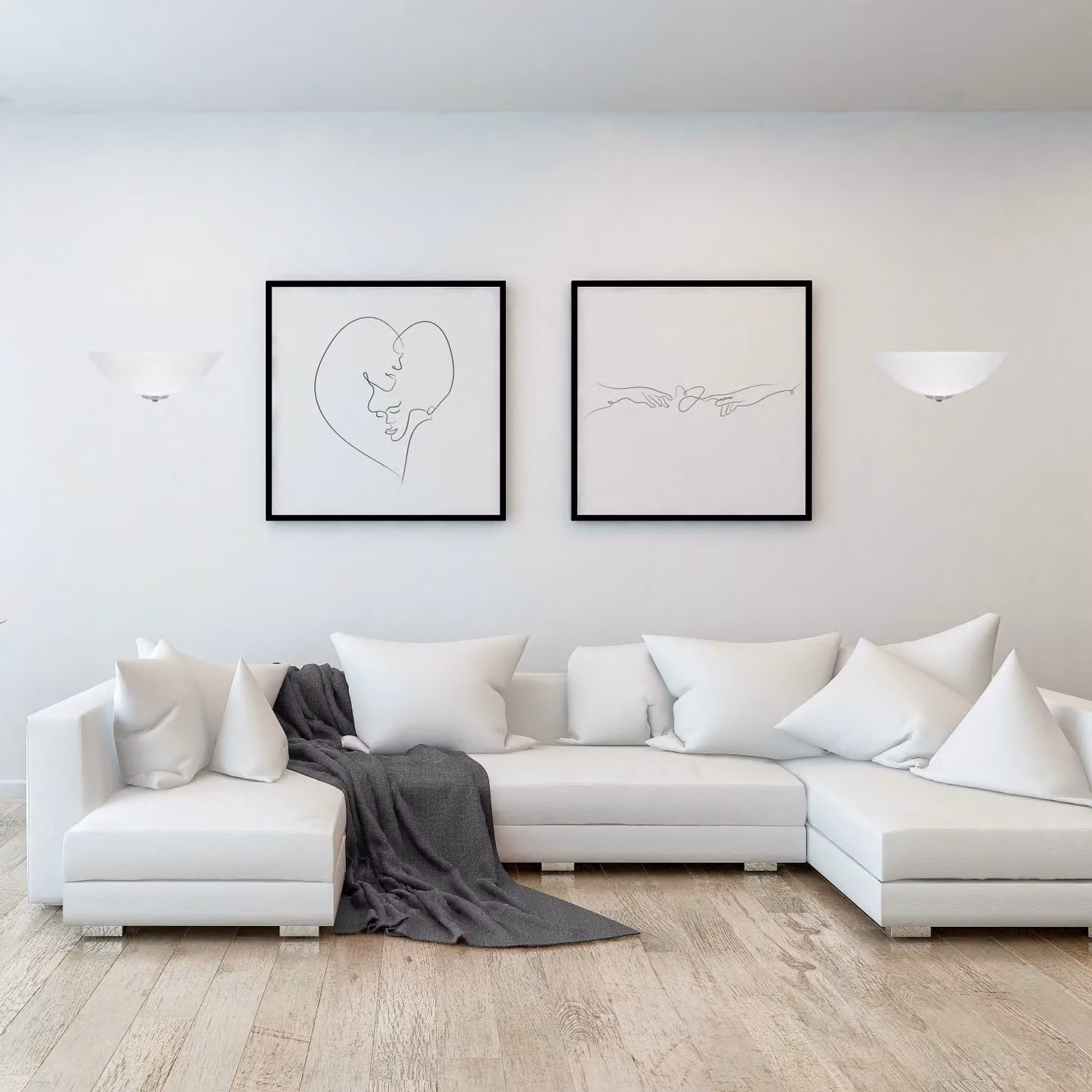 Happy Homewares Classic Silver Wall Uplighter with White Glass Dome, Width: 30.5 cm – 2