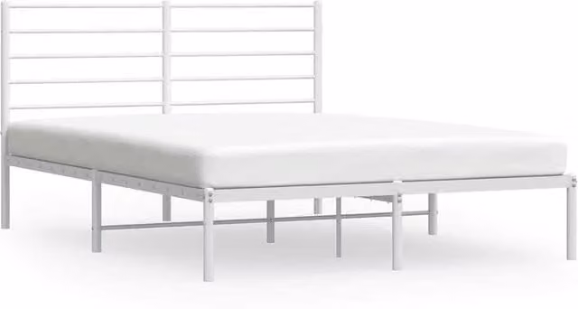 Berkfield Home Metal Bed Frame with Headboard in White, W/D/H: 120 x 190 cm – 1