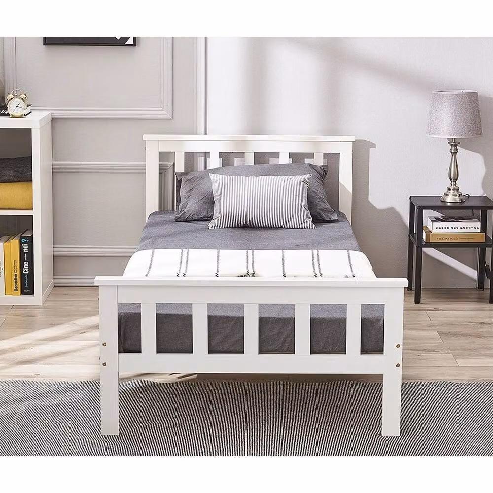 KORVIXA White Solid Pine Wood Single Bed Frame W/D/H: 90 x 190 cm – 2