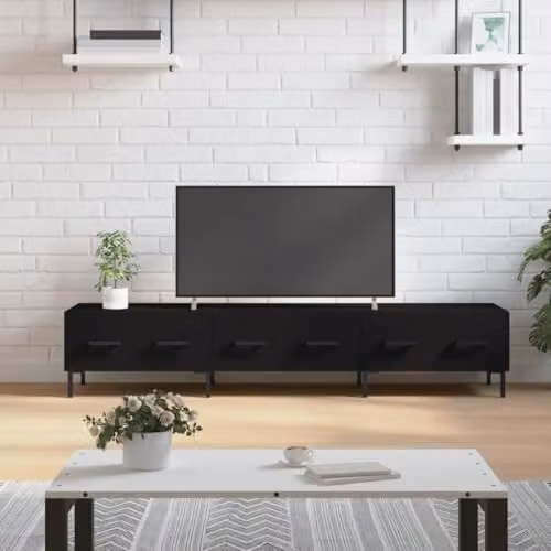 vidaXL Modern Black TV Cabinet in MDF and Metal, W: 150 cm, D: 36 cm, H: 30 cm – 2