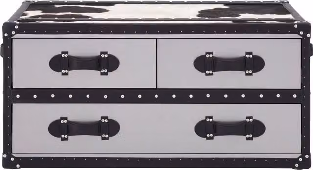 Orsina Black and White Genuine Cowhide Rectangular Coffee Table – 1