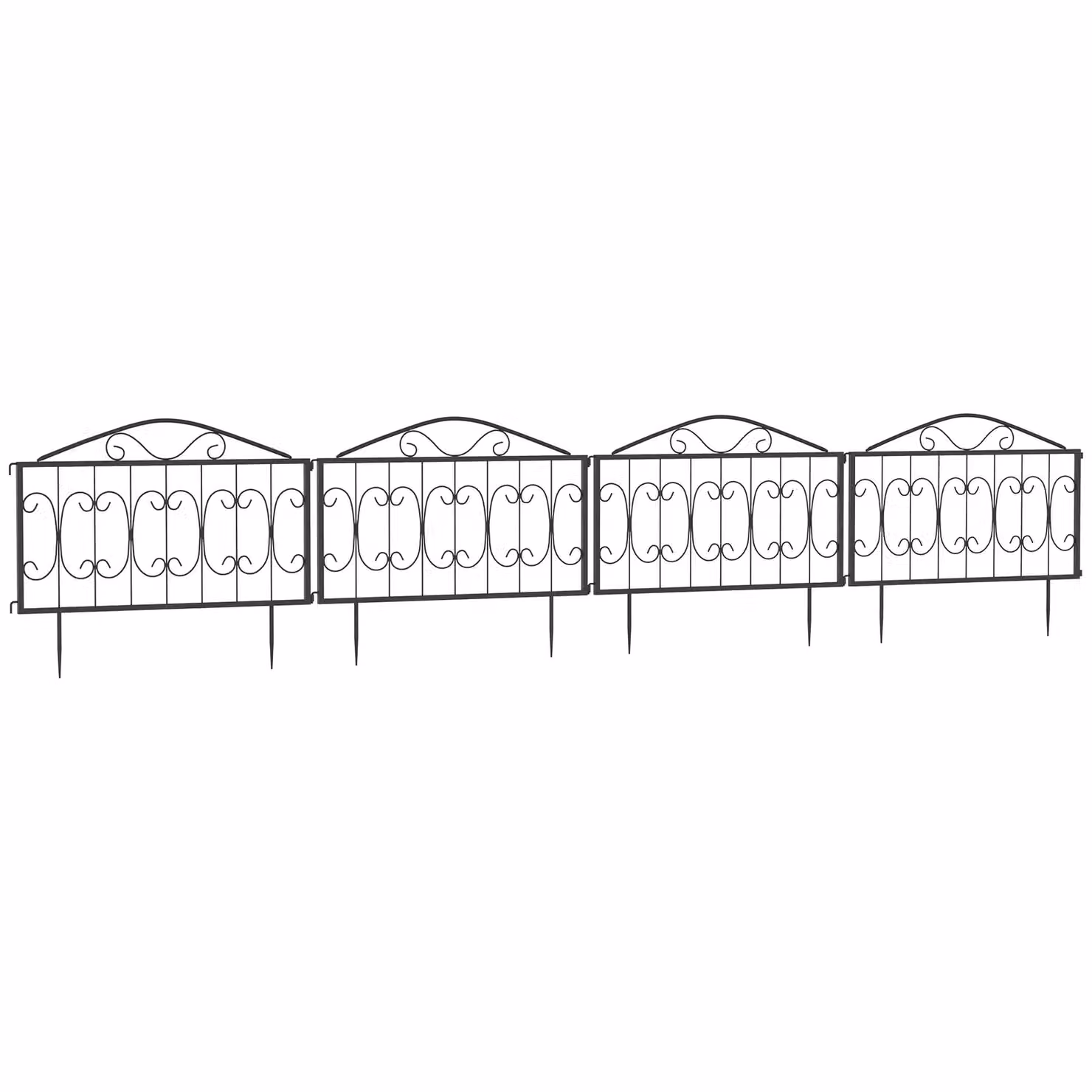 OUTSUNNY 4-Piece Metal Garden Fencing Panels, Black Flower Bed Border Edging and Animal Barrier – 2