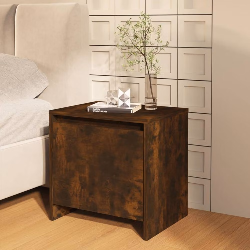 Berkfield Home Set of 2 Bedside Cabinets in Smoked Oak Brown, W/D/H: 45 x 34 x 44.5 cm – 3