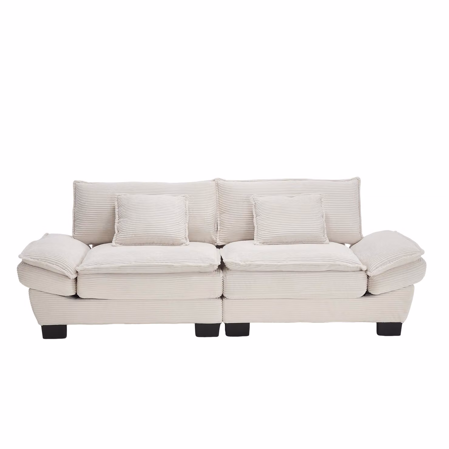 Aosom UK Oversized Cloud Modular Sofa in Beige with Ergonomic High-Resilience Foam and 2 Lumbar Cushions, W/D/H: 224 x 81 x 81 cm – 2