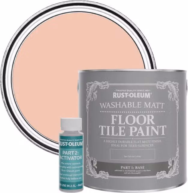 Rust-Oleum Washable Matt Floor Tile Paint, Orange, 2.5 l
