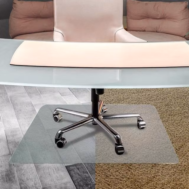 Floortex Polycarbonate Rectangular Chair Mat in Silver and Transparent, W: 89 cm x D: 119 cm