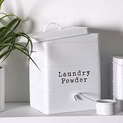 Harbour Housewares Washing Powder Storage Container Tin in White – 2