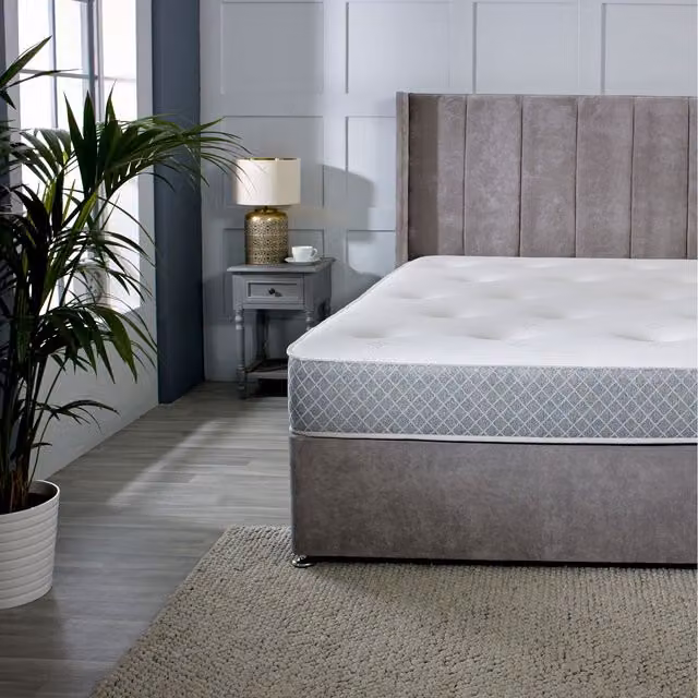 Starlight Beds Nebraska Hybrid Memory Foam and Open Coil Spring Mattress, Grey, W: 180 cm, D: 200 cm