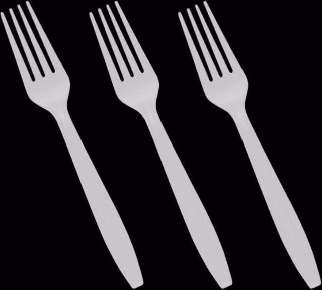 ECONX Heavy Duty Reusable White Plastic Forks, Pack of 100