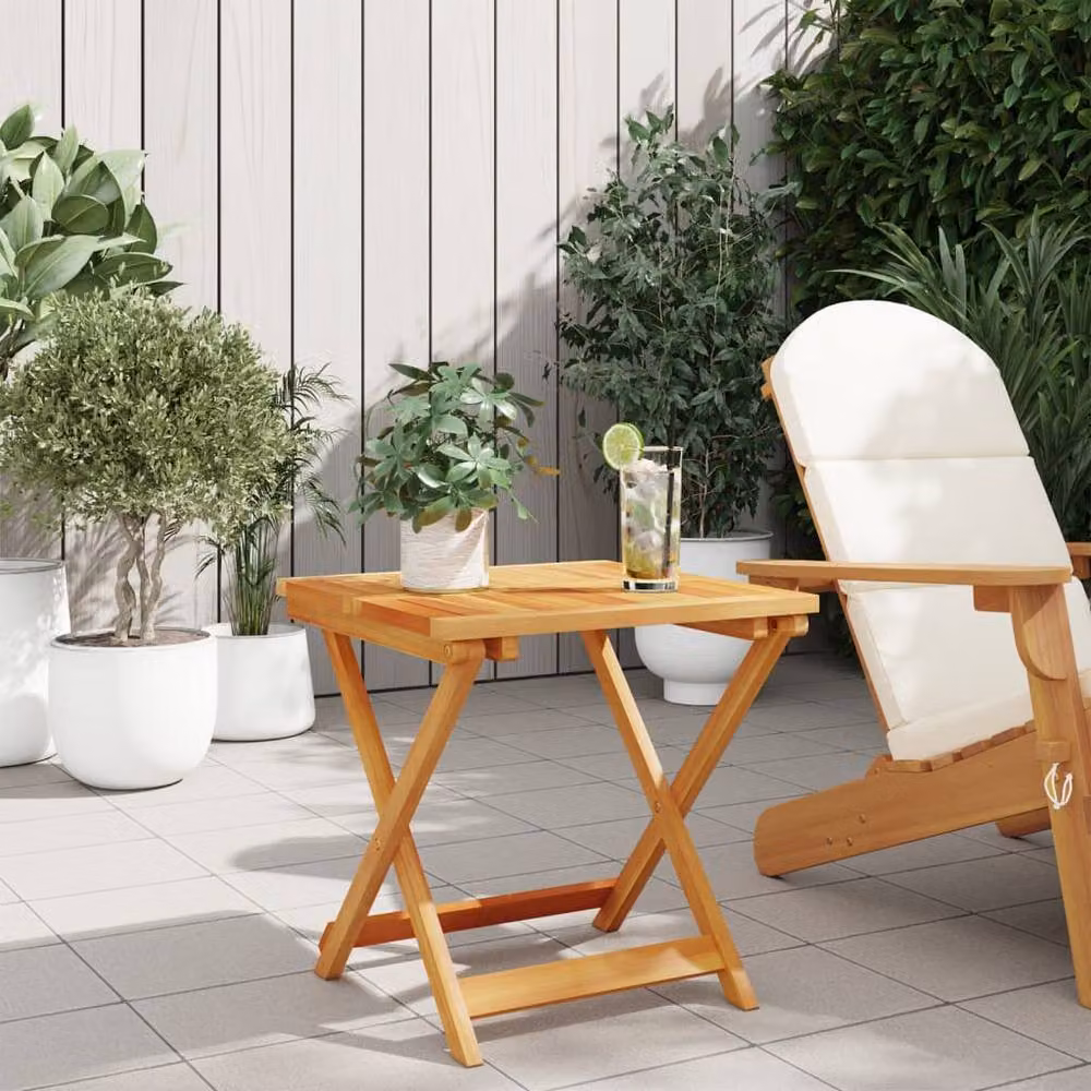 Berkfield Home Folding Garden Table in Brown Solid Acacia Wood, W/D/H: 50 x 50 x 50 cm – 3