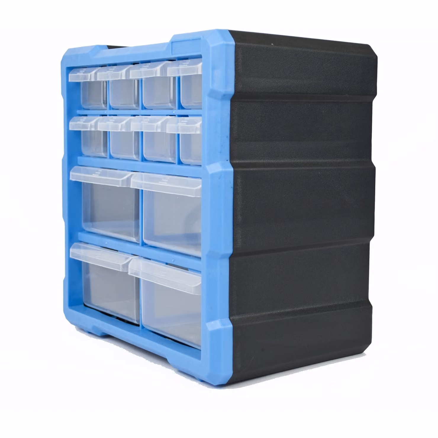 TekBox DIY Stackable Plastic Storage Organiser Unit with 12 Drawers and Handles, Blue – 2