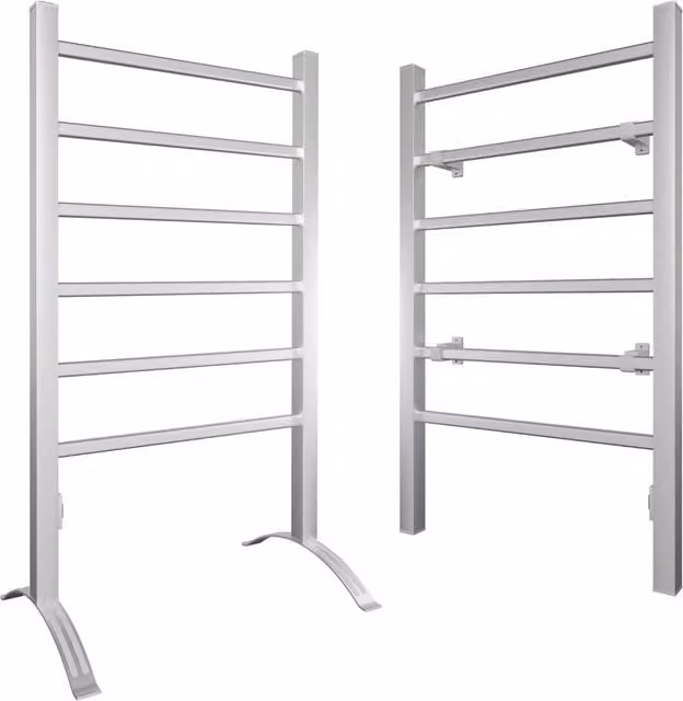 Costway 2-in-1 Electric Towel Warmer and Drying Cloth Stand with 6 Aluminium Bars in Silver – 1