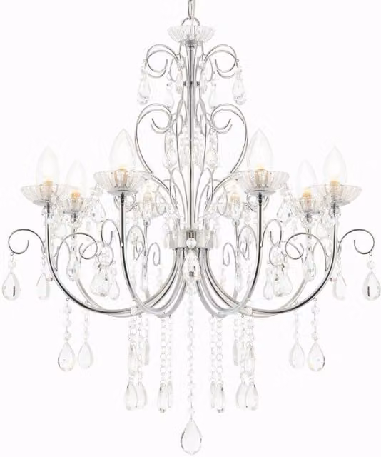 Loops Chrome and Crystal 8 Bulb IP44 Bathroom Ceiling Pendant Light – 1