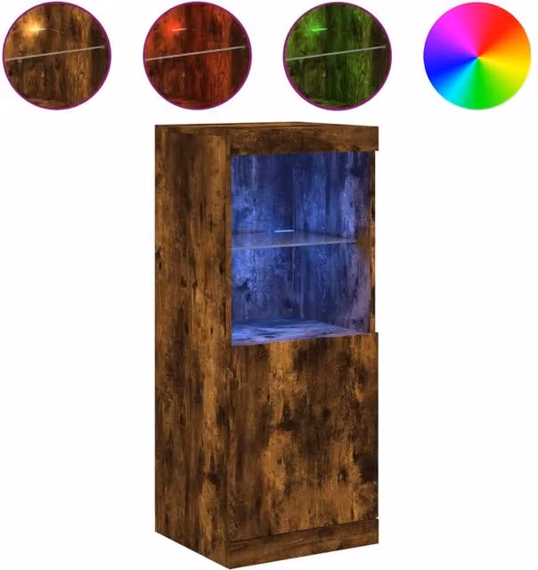 Berkfield Home Modern Sideboard with Integrated LED Lights in Smoked Oak Brown, W/D/H: 41 x 37 x 100 cm