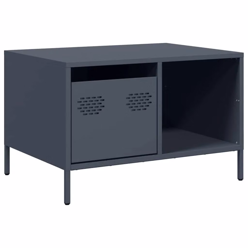 Berkfield Home Anthracite Coffee Table in Black Cold-rolled Steel, W: 68.5 cm, D: 50 cm, H: 43.5 cm – 2