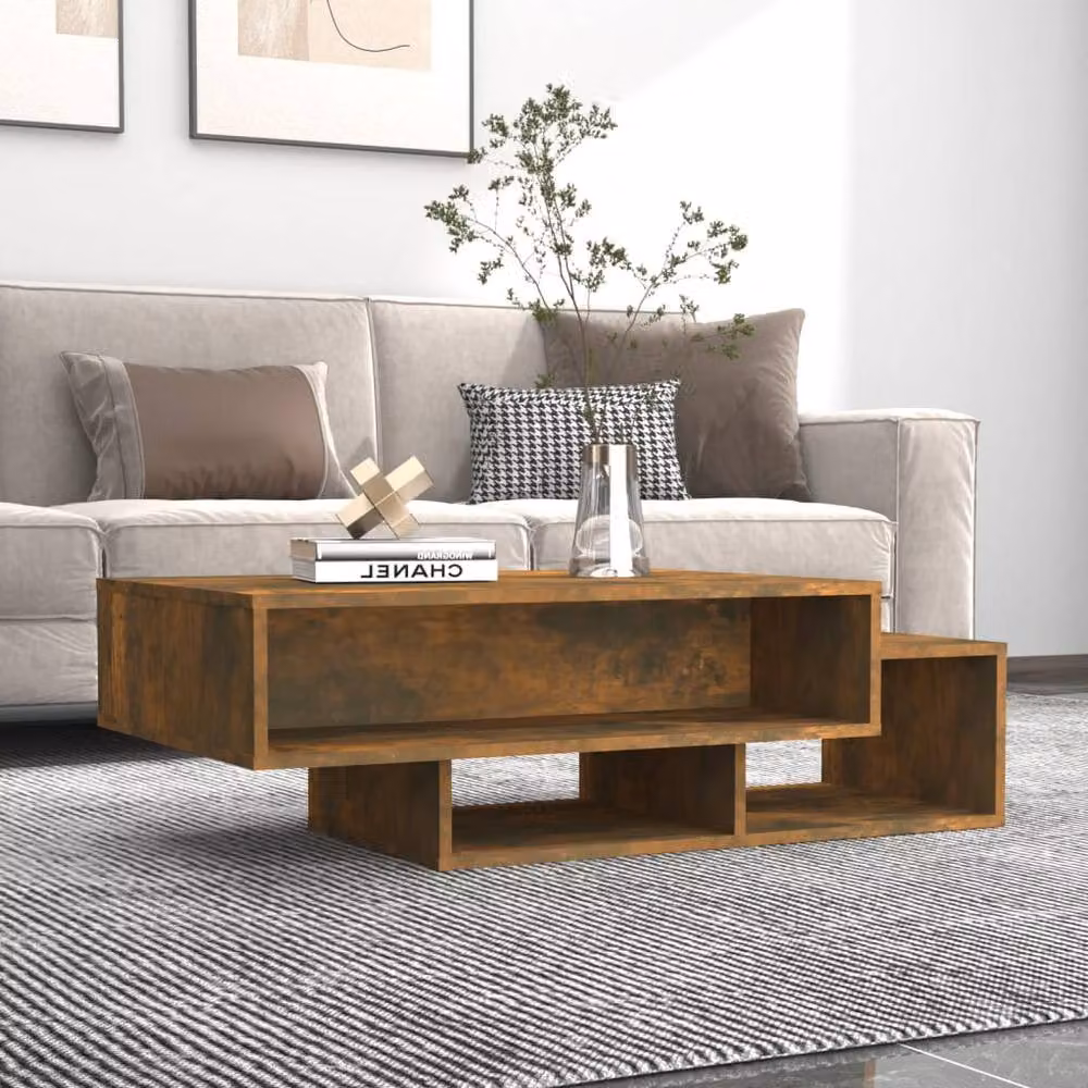 Berkfield Home Decorative Coffee Table in Smoked Oak Brown, W/D/H: 105 x 55 x 32 cm – 2