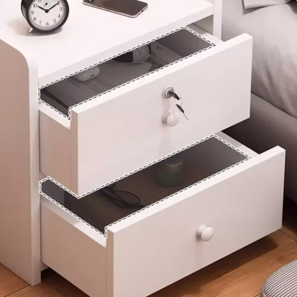 Kelvenix 3 Drawer White Wooden Bedside Cabinet with Silver Details W/D/H: 32 x 26 x 48 cm – 4