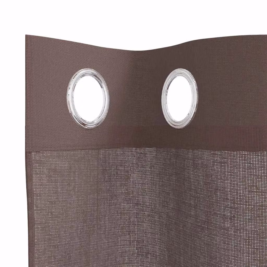 Berkfield Home Brown Transparent Voile Fabric Panel Curtains with Eyelets, W: 140 cm, H: 175 cm, 2 Pack – 5