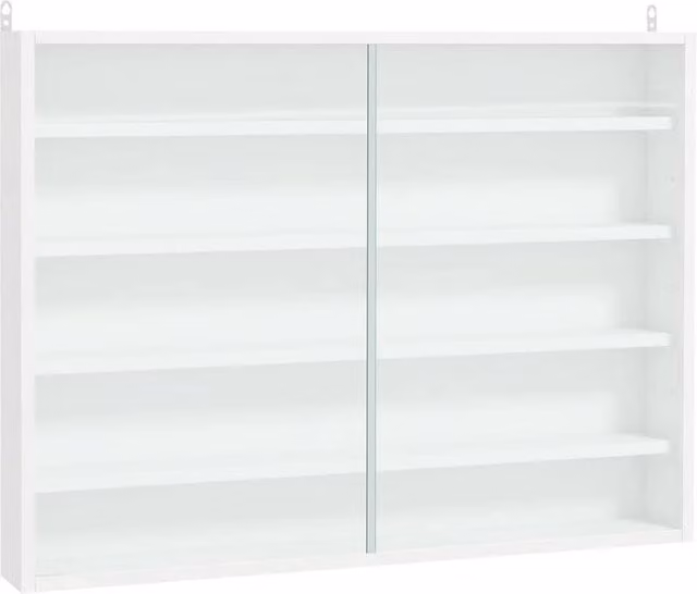 Nordara 5-Tier Wall Mounted Display Shelf Unit with Glass Doors and Internal Shelves, White – 1