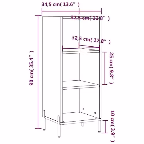 vidaXL Industrial Sideboard in Concrete Grey, Engineered Wood, W/D/H: 34.5 x 32.5 x 90 cm – 2