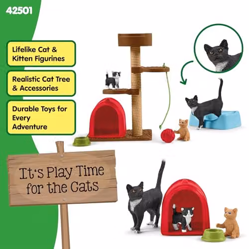 Schleich Farm Playtime Cat Animal Toy Set in Multicolour – 4
