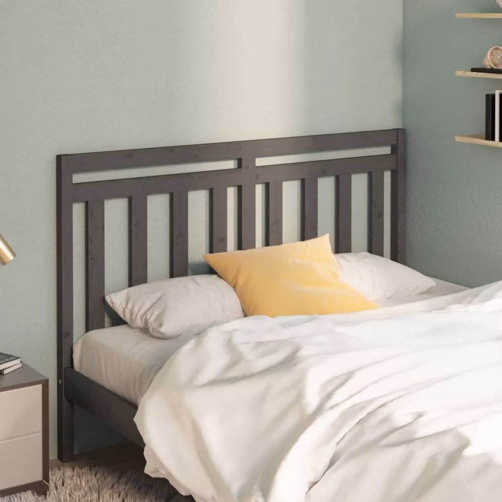 Berkfield Home Grey Rustic Solid Pine Wood Bed Headboard W: 146 cm, D: 4 cm, H: 100 cm – 2