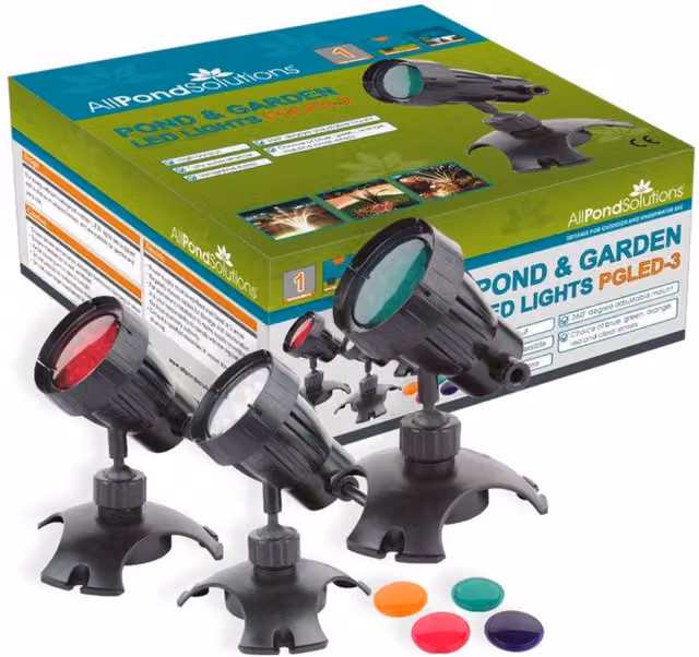 AllPondSolutions RGB Submersible LED Light Set for Ponds and Gardens, Black