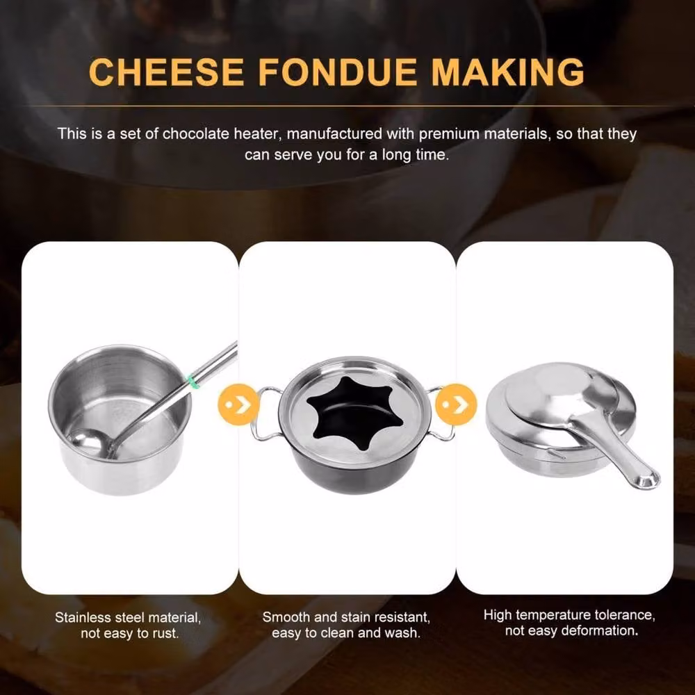 SPETLEK Stainless Steel Fondue Pot Set in Silver with 6 Forks – 2