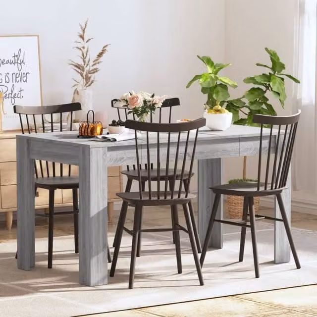 Berkfield Home Grey Sonoma Modern Rectangular Dining Table, W/D/H: 140 x 74.5 x 76 cm