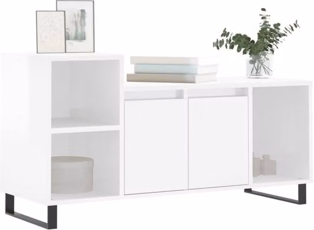 Berkfield Home Modern High Gloss White TV Cabinet W/D/H: 100 x 35 x 55 cm