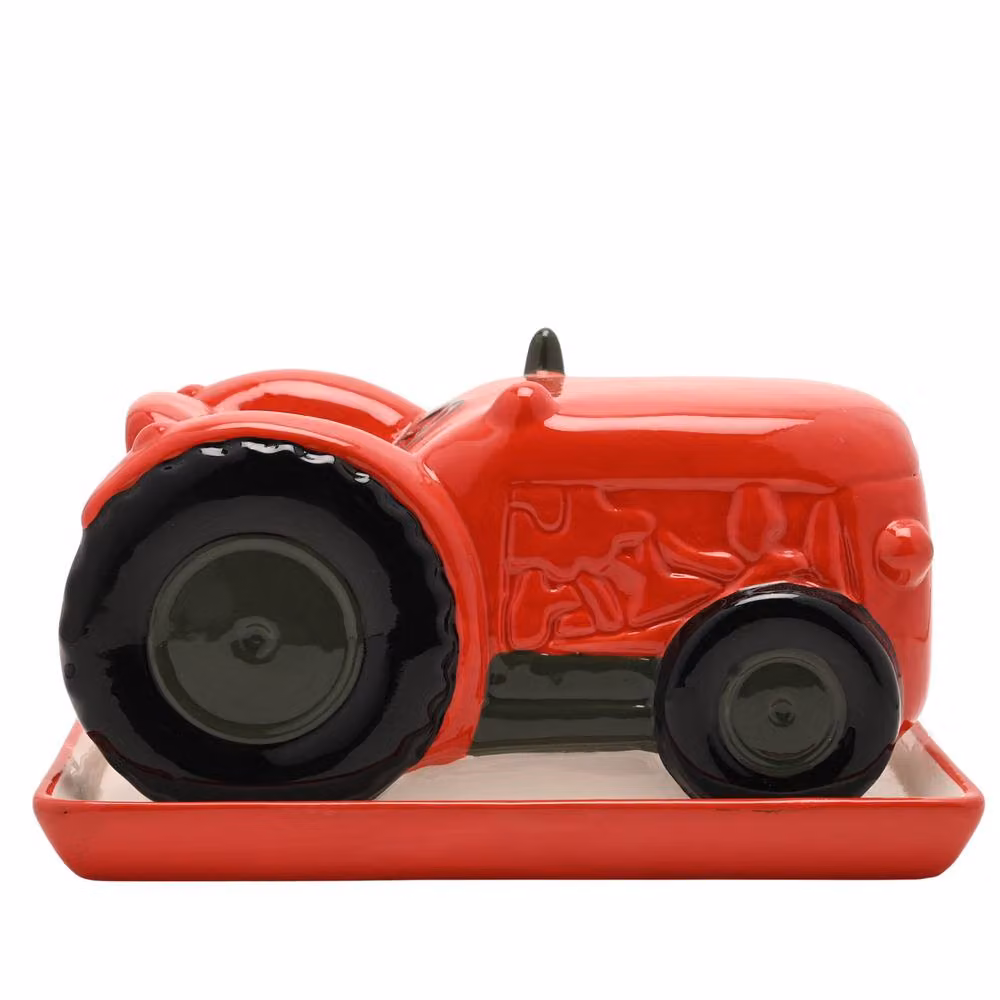 Country Living Ceramic Tractor Butter Dish in Red – 3