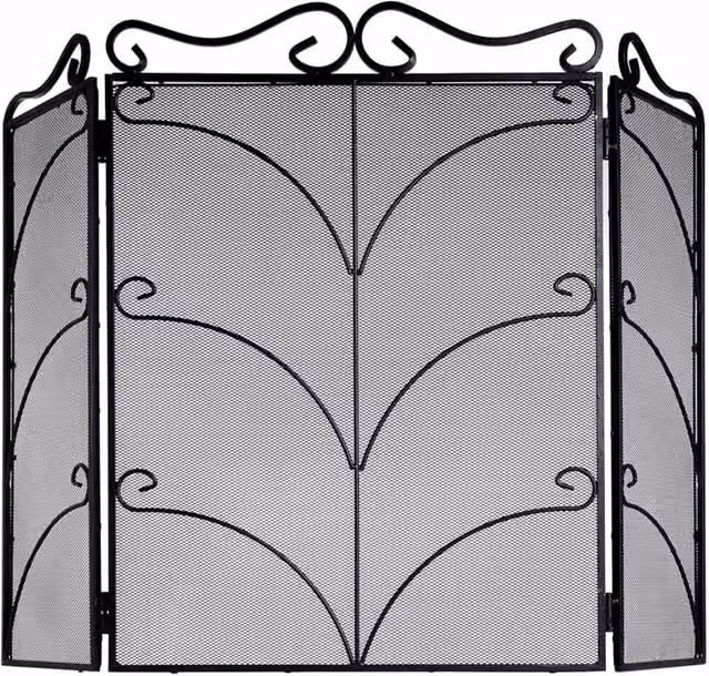 Lemon Pavilion Large Ornate Metal Fire Screen, Black, W: 85 cm, H: 75 cm – 1