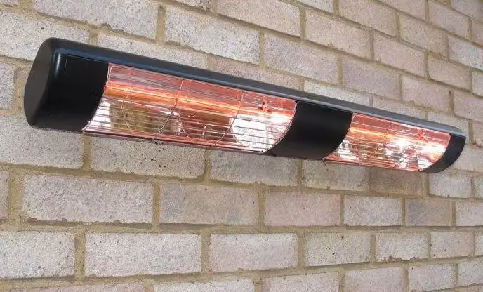 Primrose 3kW Black Dual Wall Mounted Quartz Halogen Electric Infrared Patio Heater, IP55 Weatherproof – 2