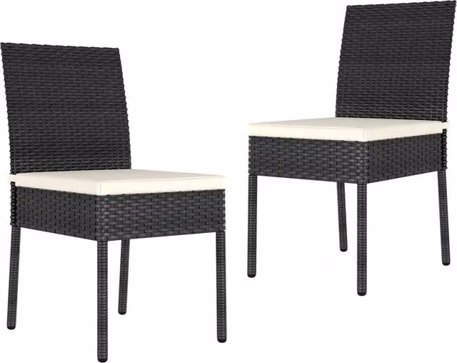 Berkfield Home Garden Modern Poly Rattan and Steel Dining Chairs, Set of 2, Black