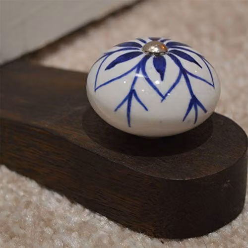 Nicola Spring Traditional Vintage Wooden Door Wedge Stop, Blue, Pack of 3 – 5