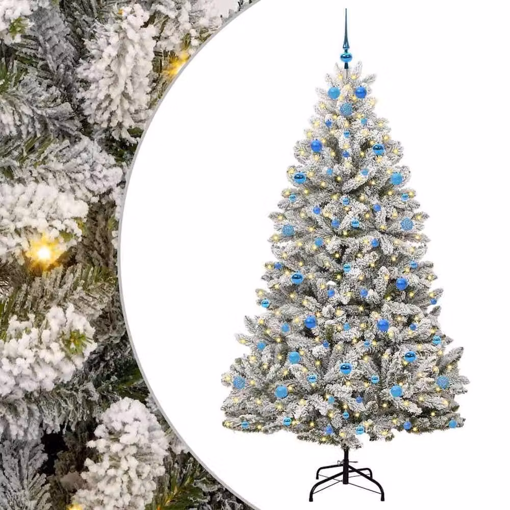 Berkfield Home Artificial Christmas Tree in Green and White, Height: 210 cm, PVC and Metal – 2