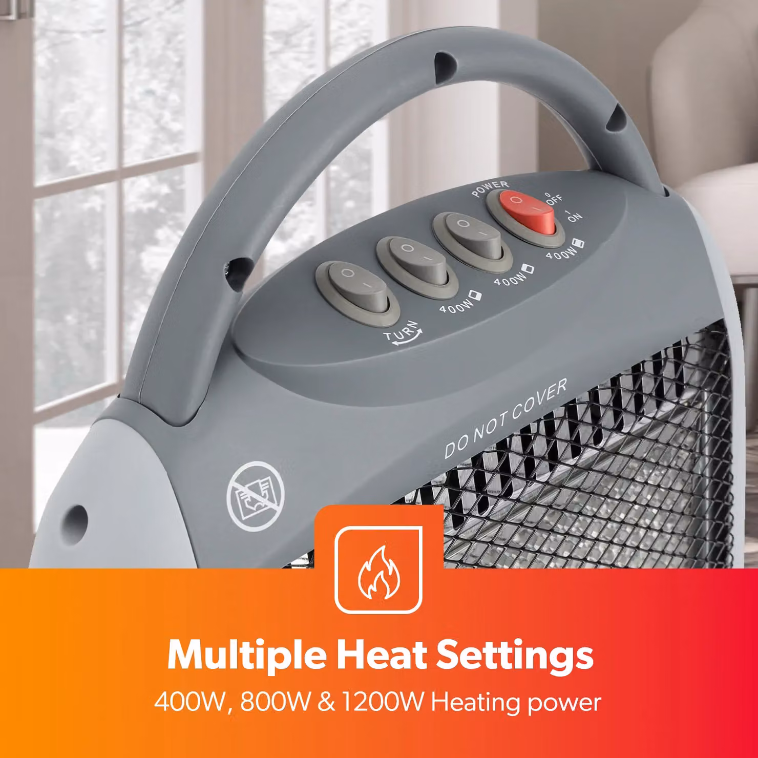 Geepas 1200W Quartz Halogen Infrared Portable Heater in Light Grey – 2