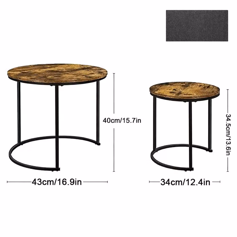 Ventryn Set of 2 Round Nesting Coffee Tables in Brown – 2