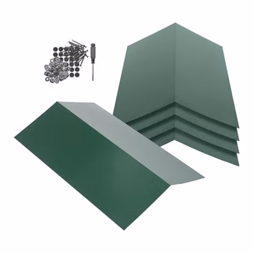 Harbour Housewares 5-Pack Green Metal Roofing Ridge Caps, Steel Enamel Finish, W: 60 cm, D: 30 cm, H: 3.2 cm – 2