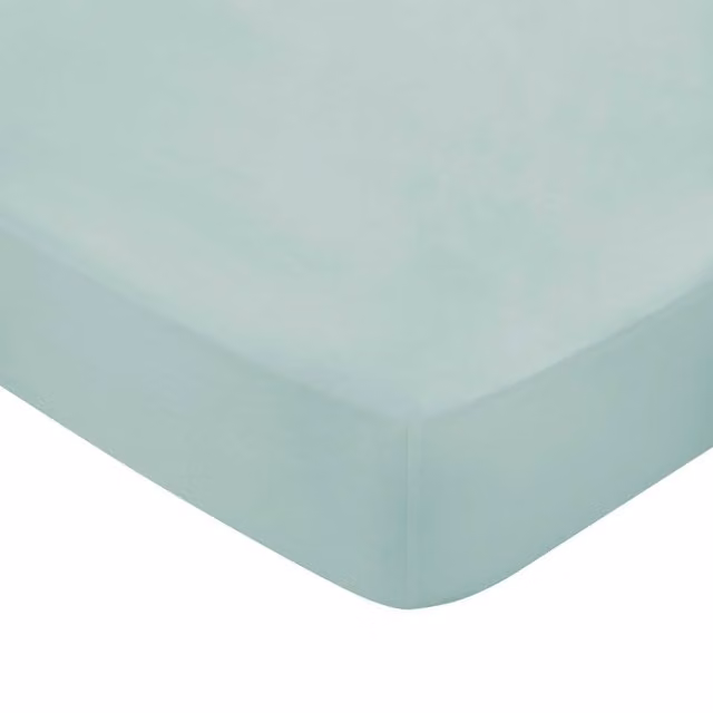 Bedeck of Belfast 400 Thread Count Mako Satin Single Fitted Sheet, Celadon Green, W: 90 cm, L: 200 cm