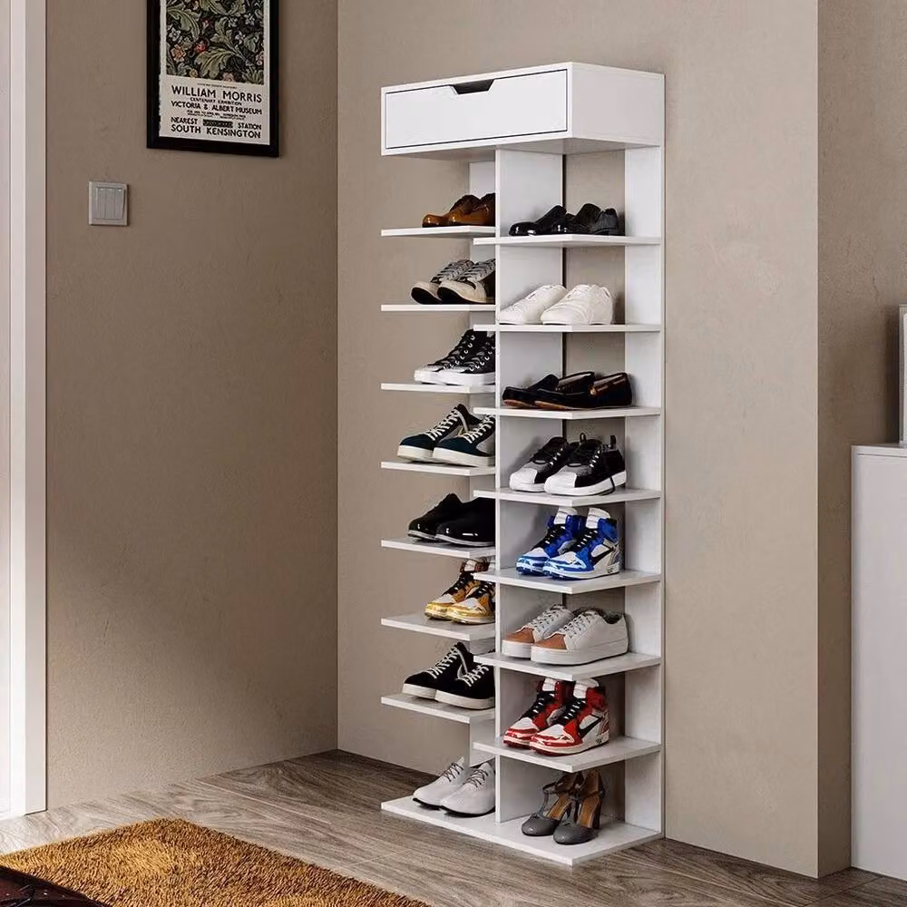 FLAVORA 9 Tier Tall Shoe Rack Storage Shelf Unit in White – 5