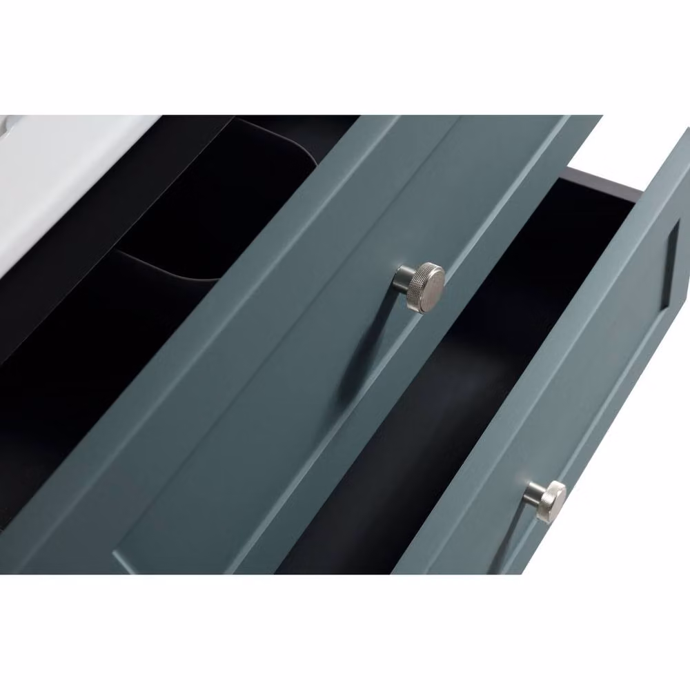 Bathroom Kingdom Bakewell Smoked Sage Wall Hung Basin Drawer Vanity, Teal, Width: 60 cm – 2